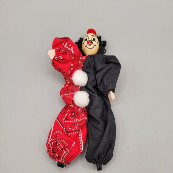 Clothes Pin Doll Happy Circus Clown Handmade Jointed Doll - Picture 4 of 4